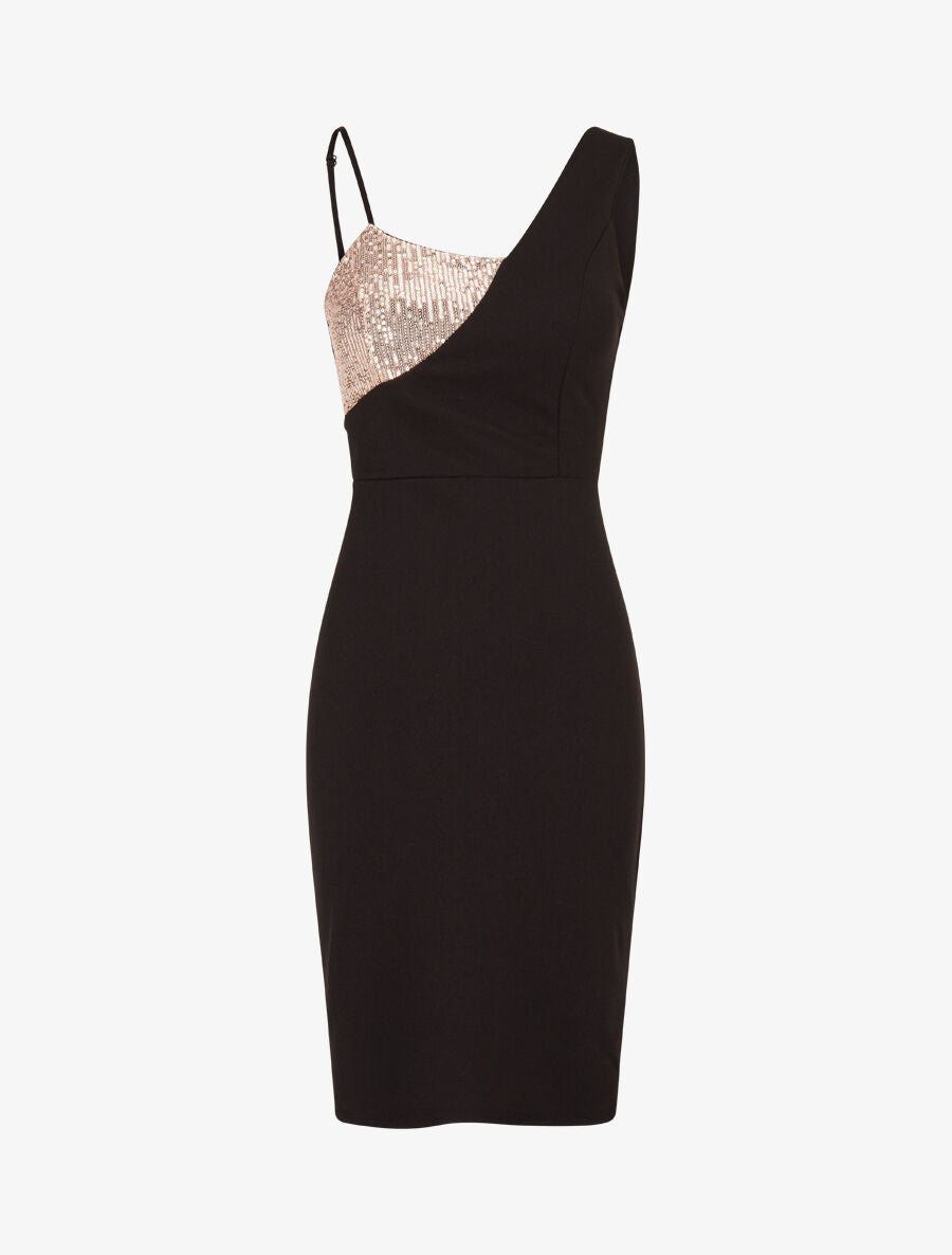 Robe moulante à côté incrusté de sequins - Or - 1
