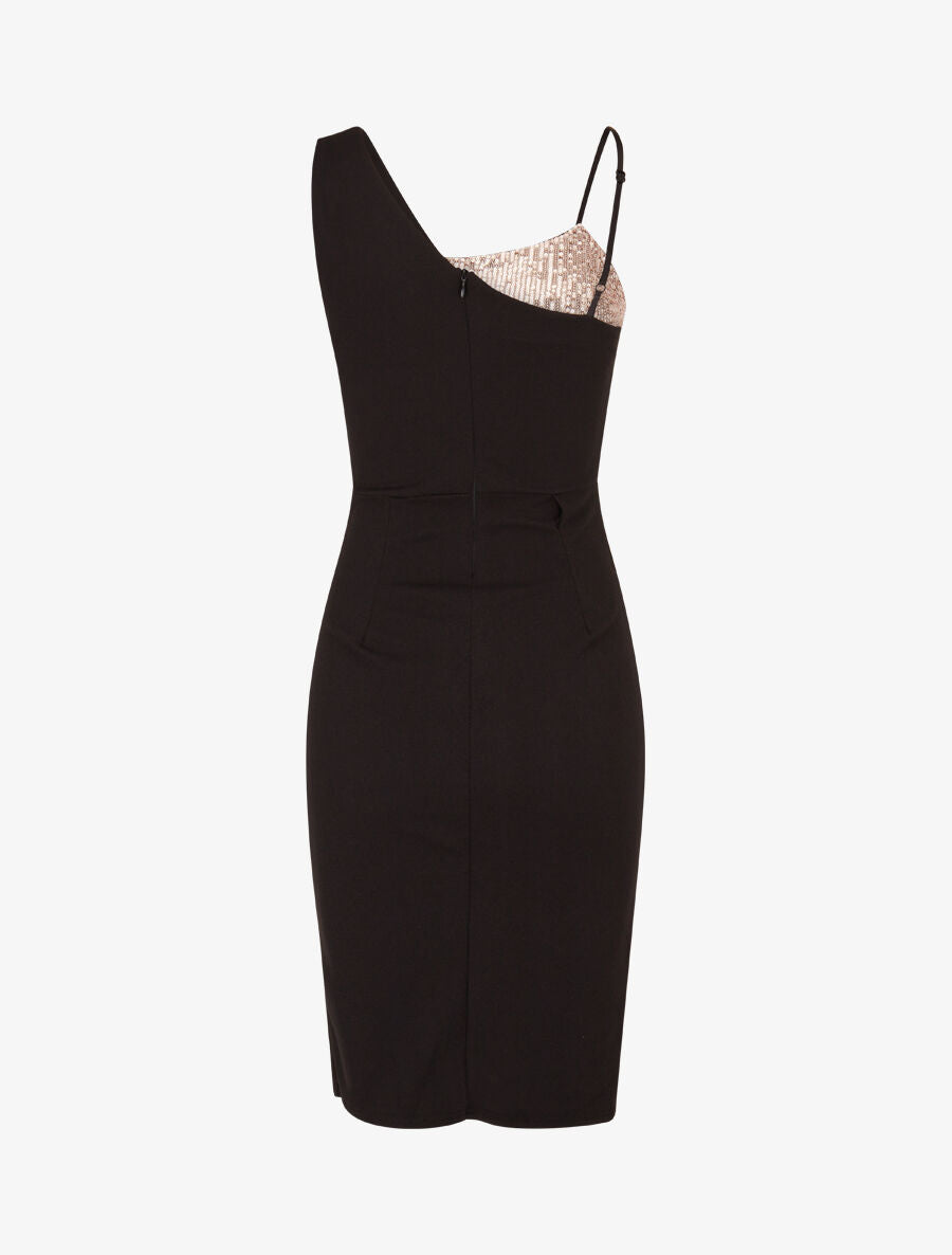 Robe moulante à côté incrusté de sequins - Or - 2