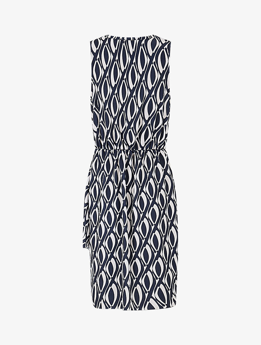 Robe droite à imprimé seventies - Marine - 2