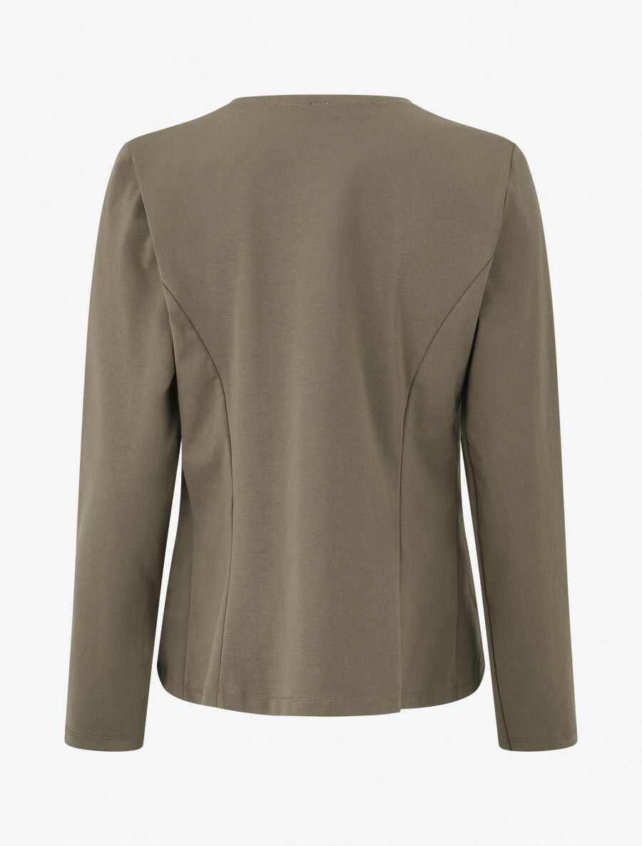 Veste en coton à col droit - Kaki - 2