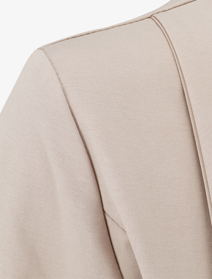 Veste en coton à col droit - Beige - 3