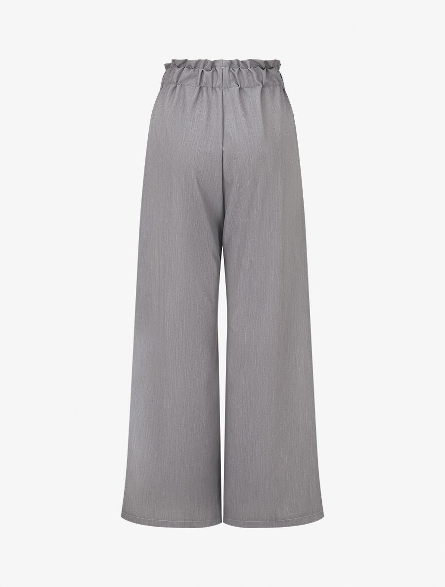 Pantalon droit taille haute élastiquée - Gris - 2