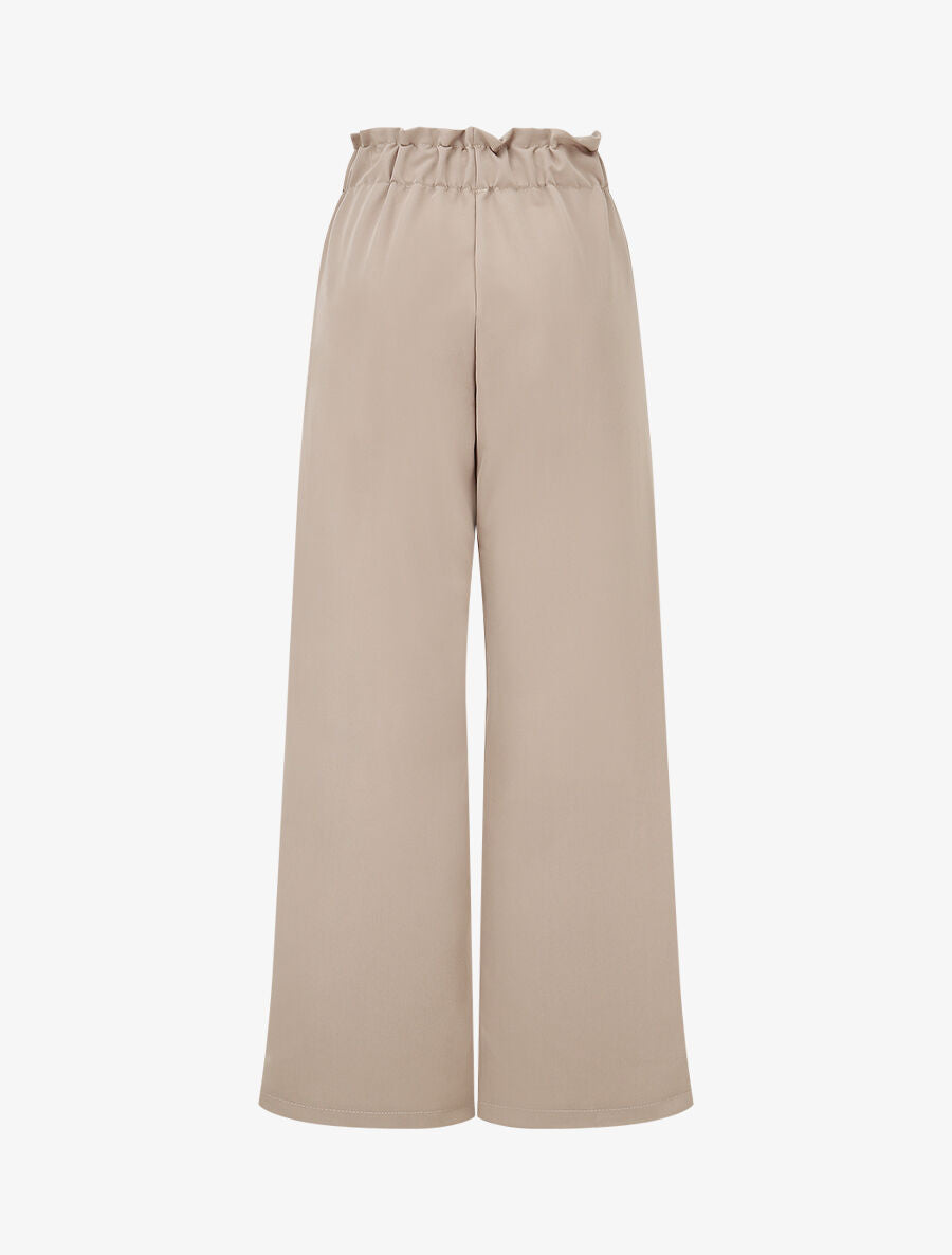 Pantalon droit taille haute élastiquée - Taupe - 2