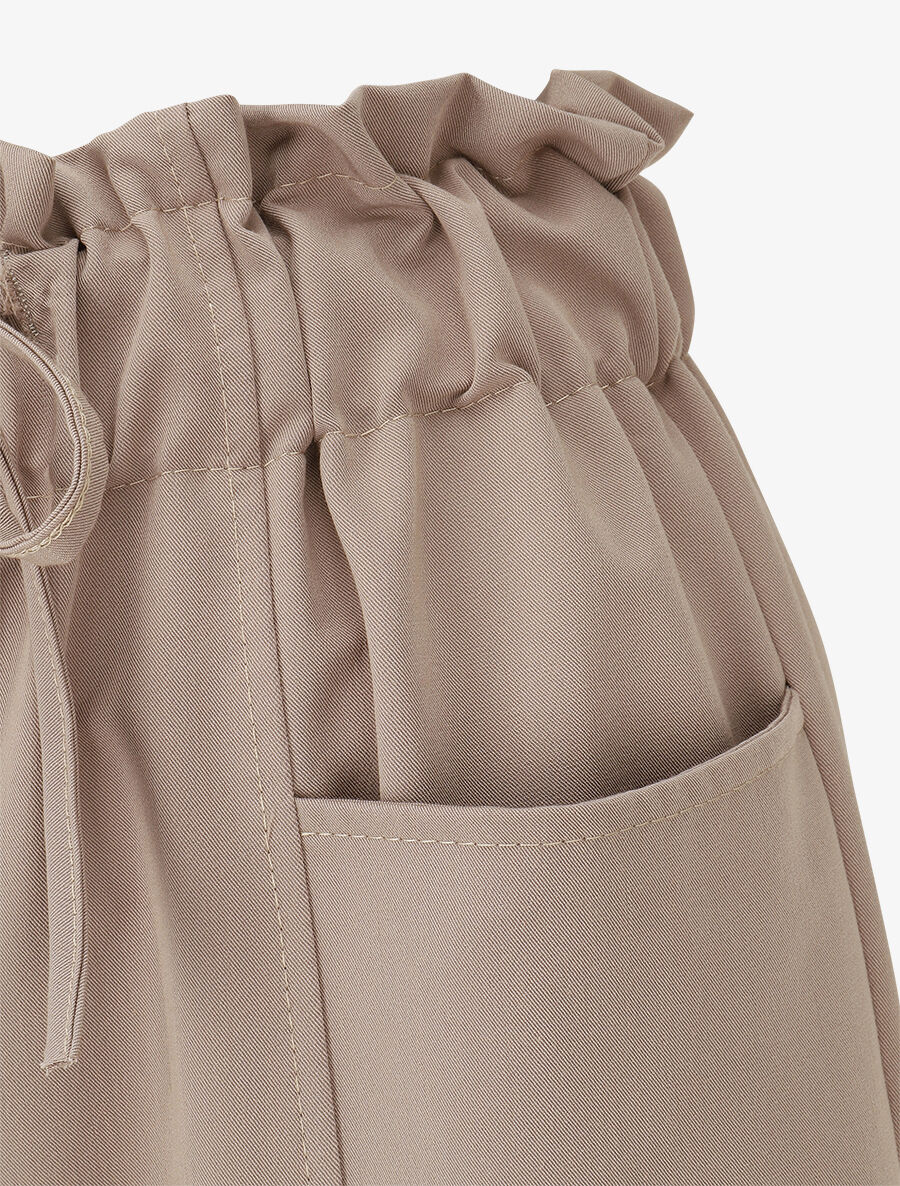 Pantalon droit taille haute élastiquée - Taupe - 3