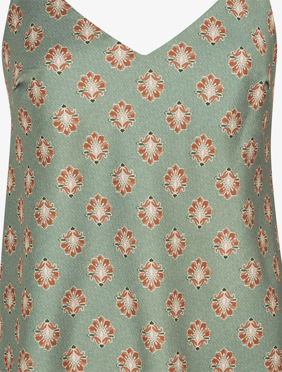Caraco satiné imprimé jacquard - Kaki - 3