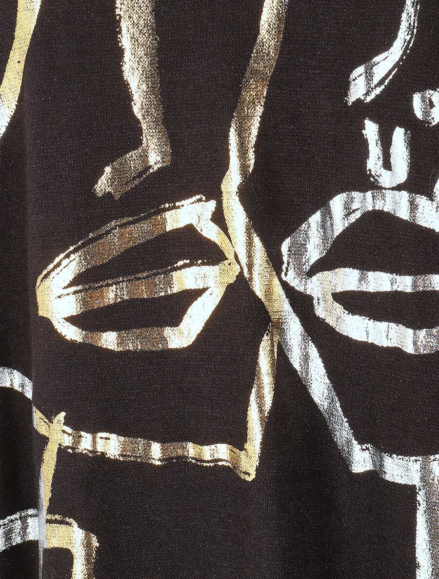 Pull fin droit flocage stylisé irisé - Noir - 3