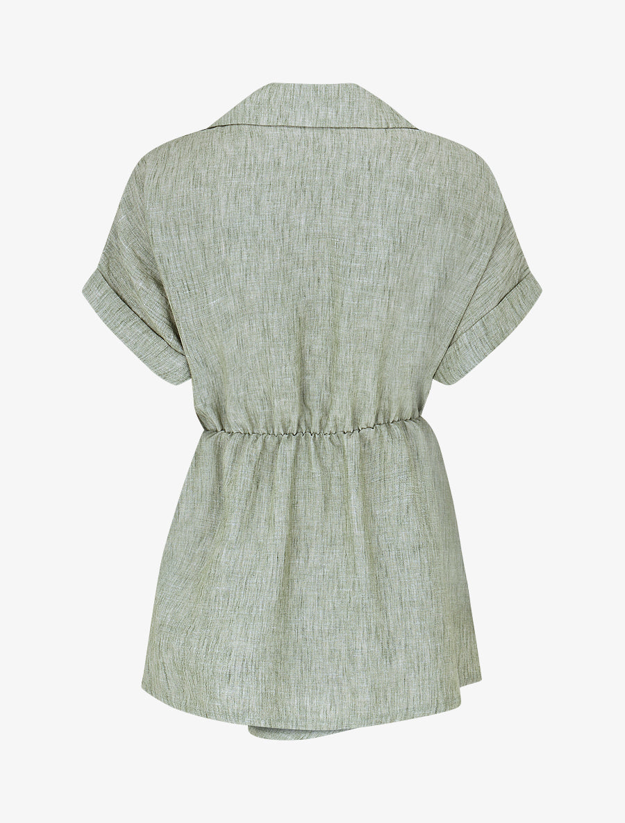 Blouse manches courtes à col cache-coeur - Kaki - 2