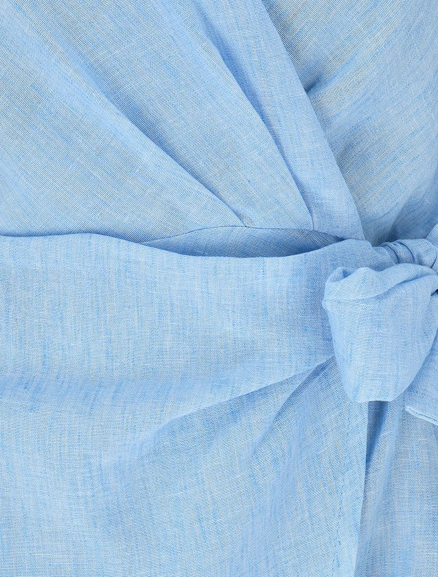 Blouse manches courtes à col cache-coeur - Bleu ciel - 3