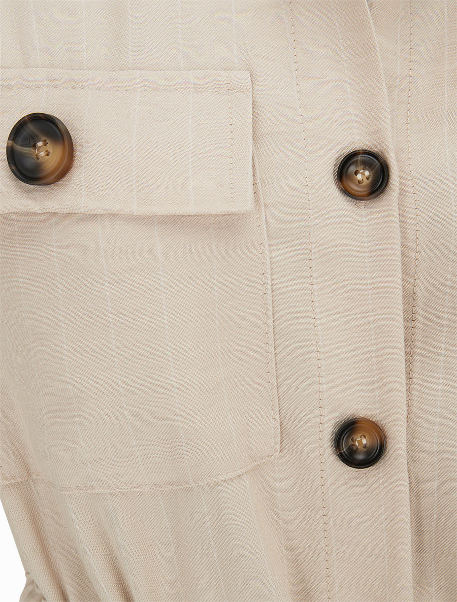 Robe droite à fines rayures - Beige - 3