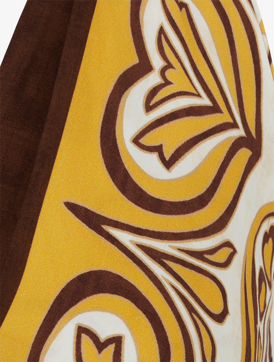 Robe longue élastiquée à nouer à la nuque - Camel - 3