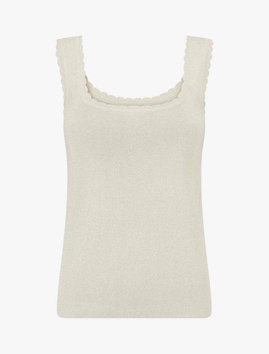 Débardeur irisé à col ondulé - Beige - 1