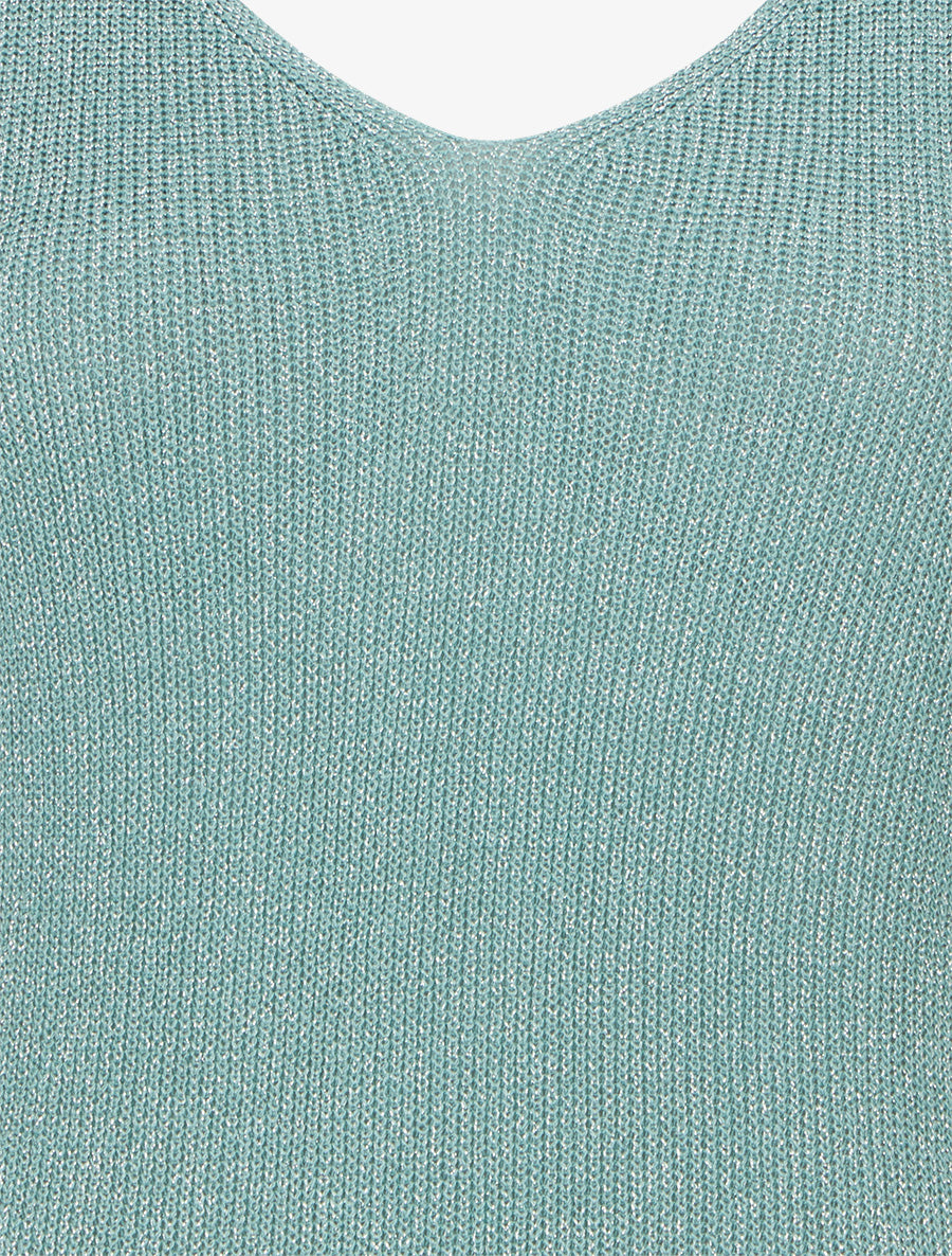 Débardeur à col V en maille irisée - Vert d&