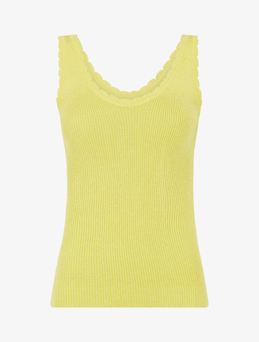 Débardeur festonné en maille irisée - Jaune - 1