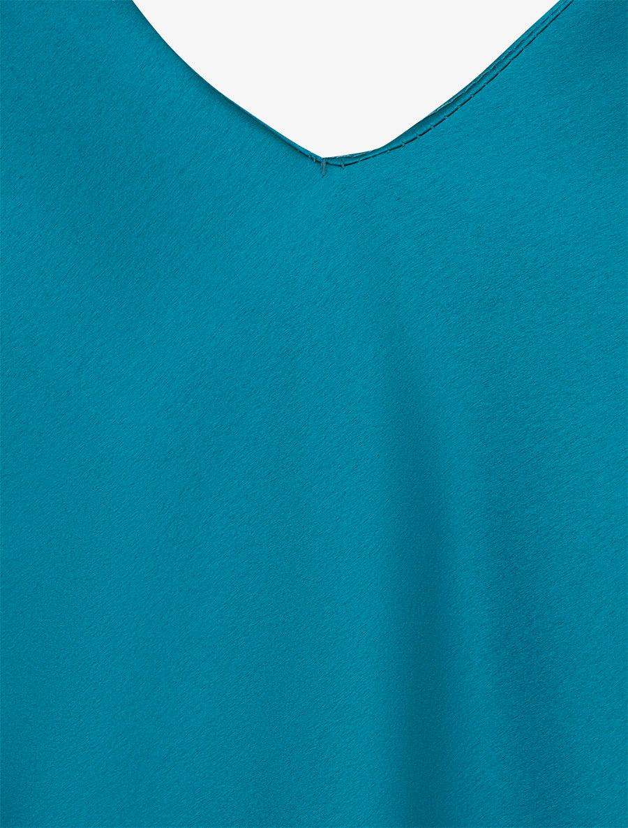 Top satiné à empiècement bijoux - Bleu canard - 3