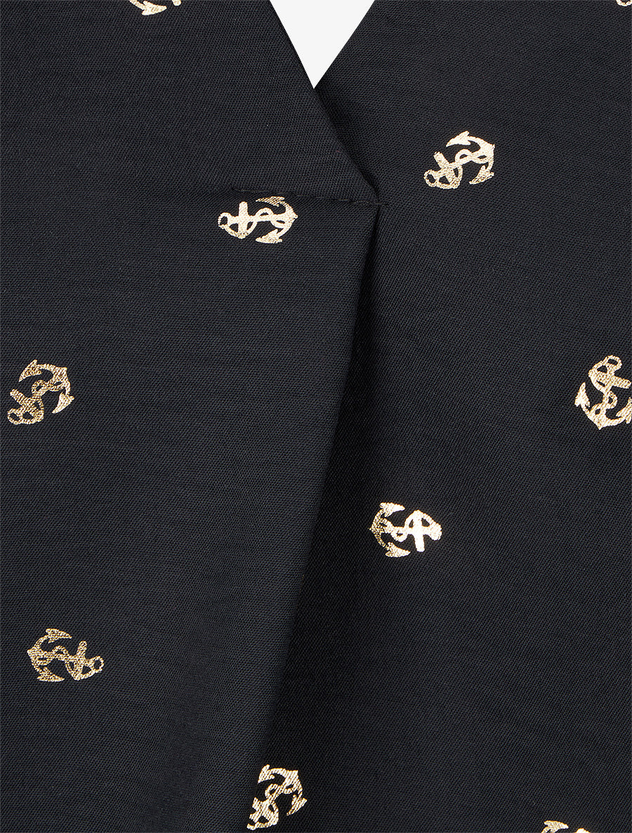 Blouse à manches longues motif ancres irisées - Noir - 3