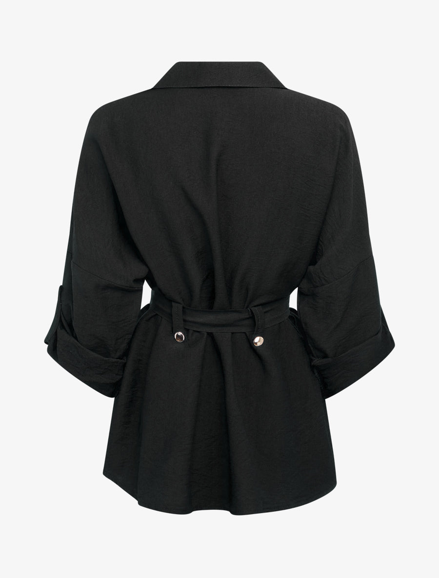 Chemise fluide ceinturée - Noir - 2