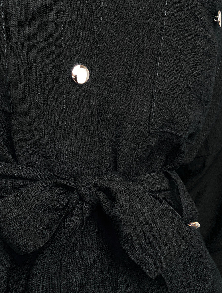 Chemise fluide ceinturée - Noir - 3