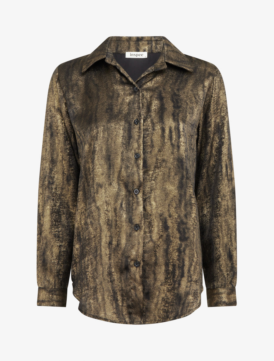 Chemise fluide irisée coupe droite - Beige - 1