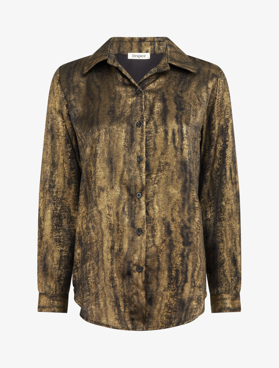 Chemise fluide irisée coupe droite - Or - 1