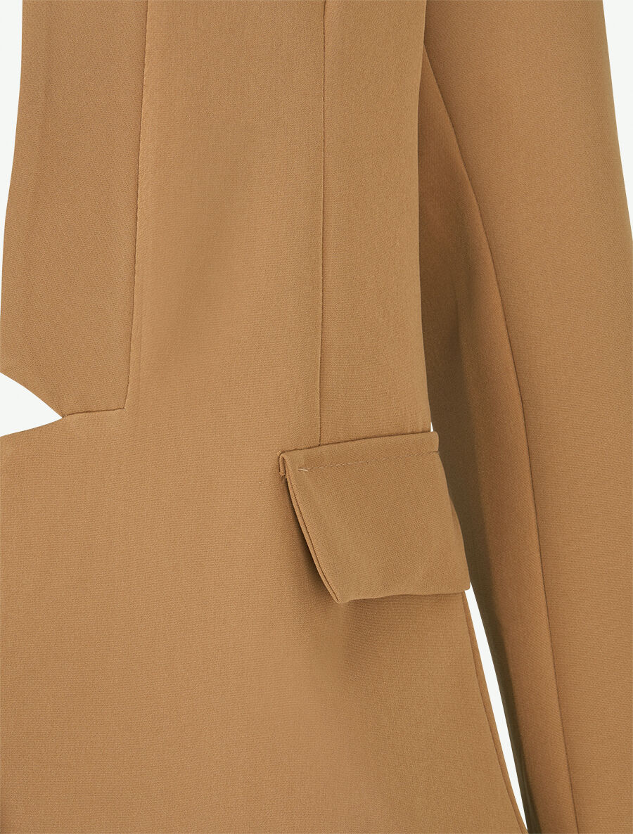 Veste à col droit et bord cranté - Camel - 3