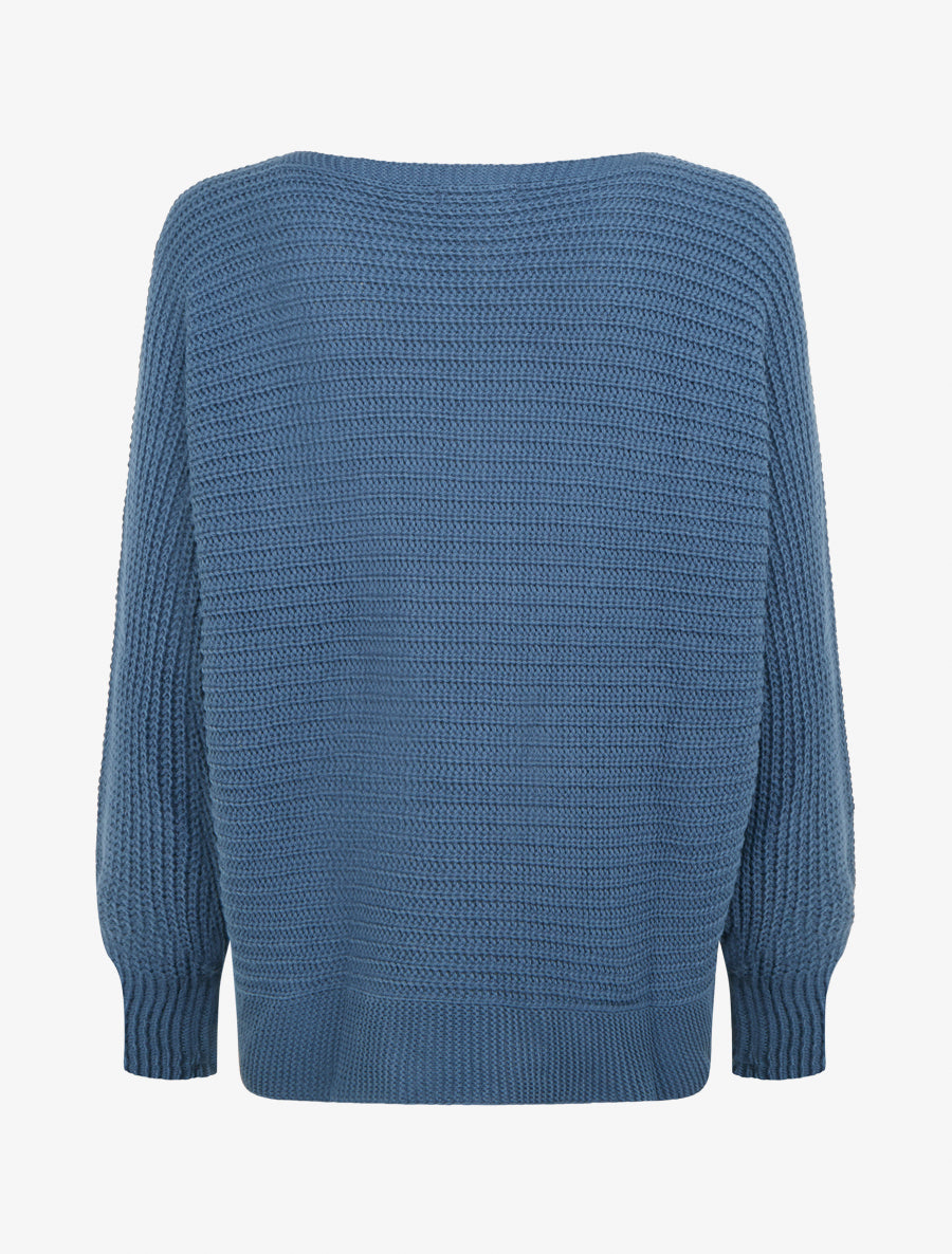 Pull uni à manches chauves-souris - Bleu - 2