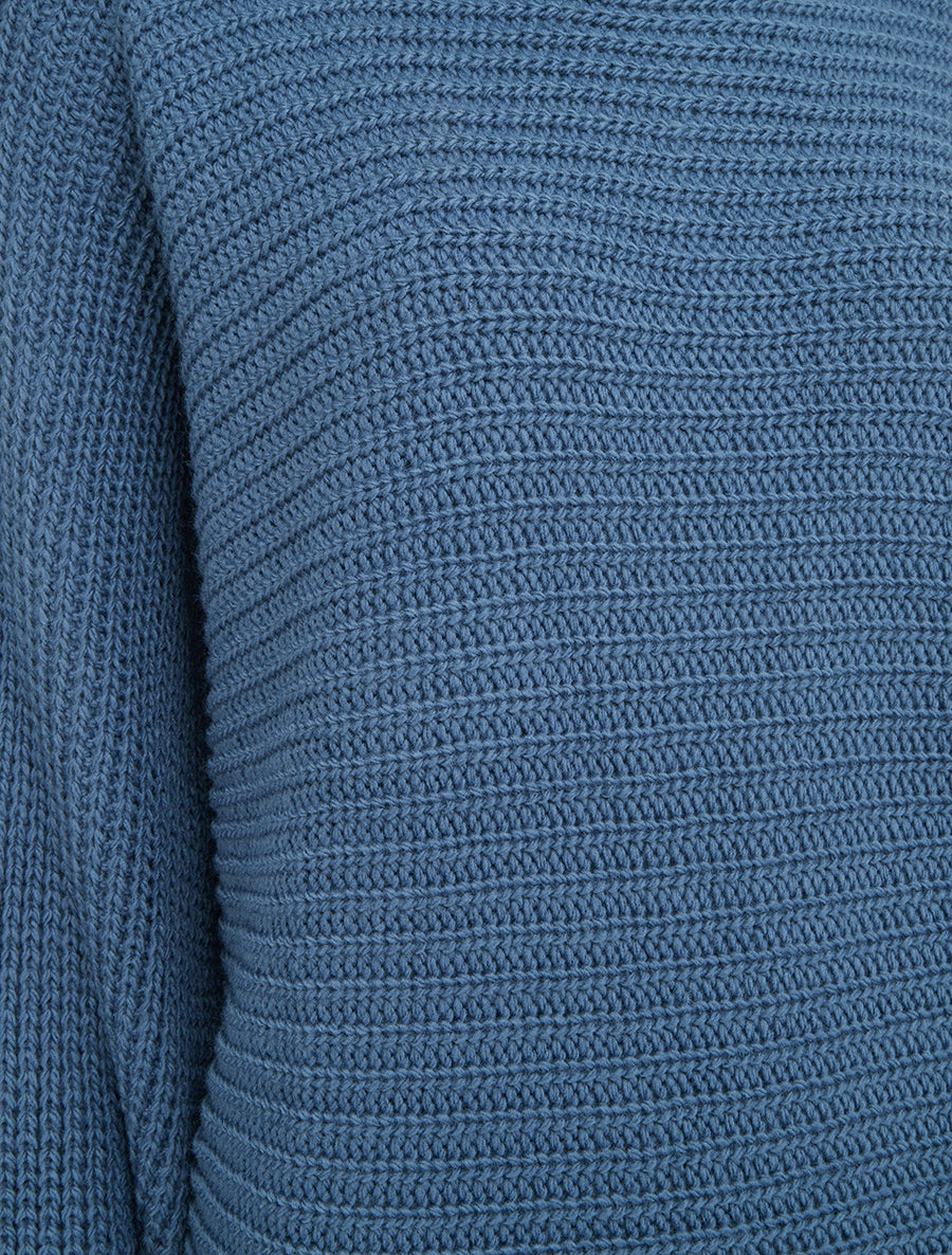 Pull uni à manches chauves-souris - Bleu - 3