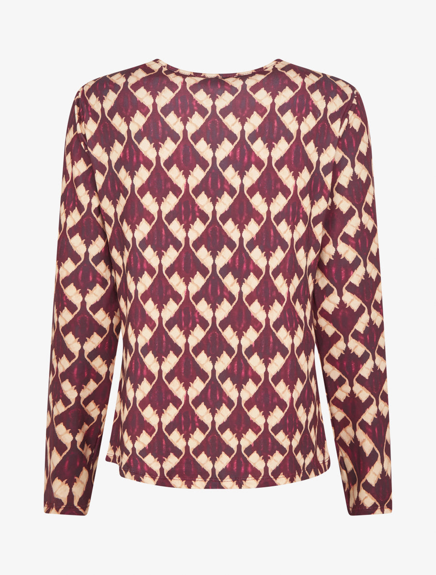 Blouse imprimé fantaisie à col zippée - Prune - 2