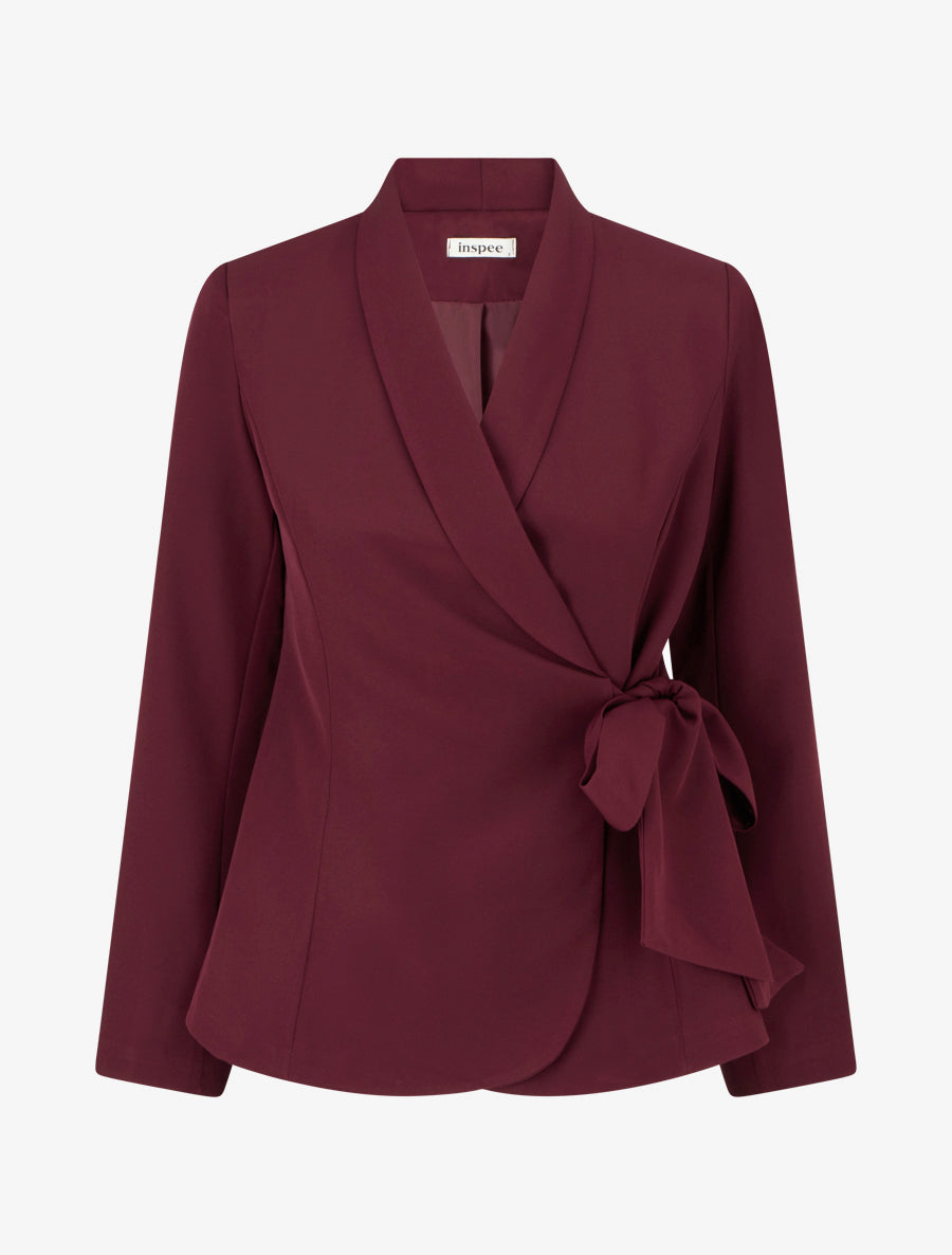 Blazer uni à nouer - Lie de vin - 1
