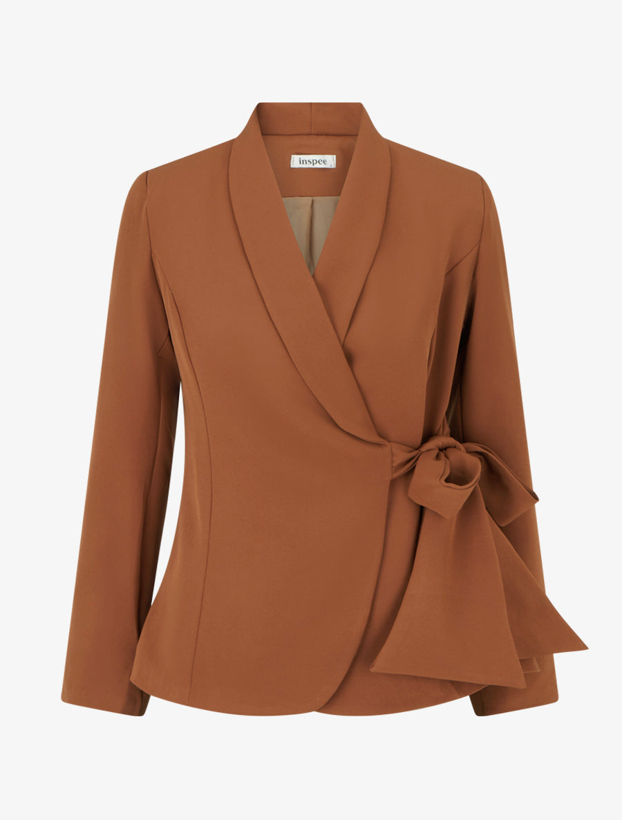 Blazer uni à nouer - Camel - 1