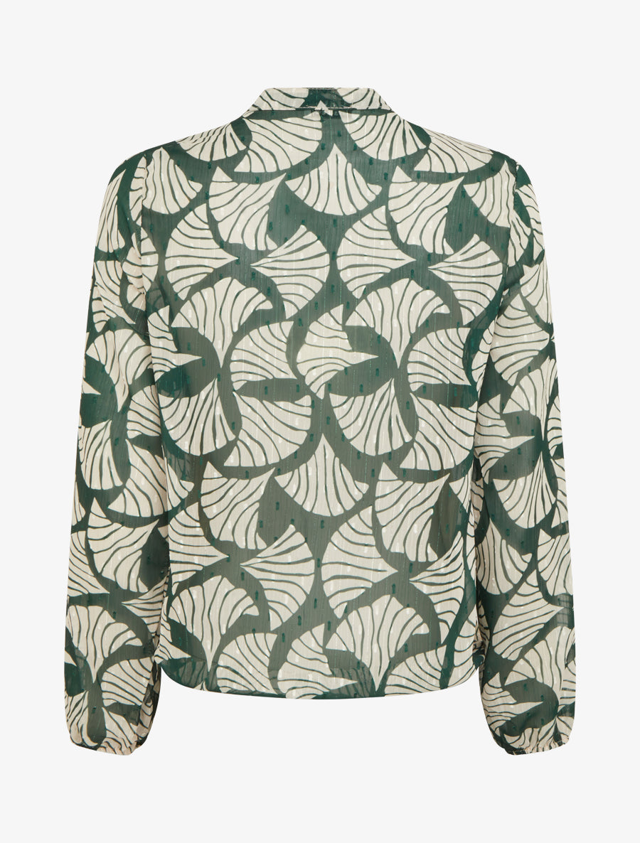 Top irisé en voile imprimé fantaisie - Vert foncé - 2