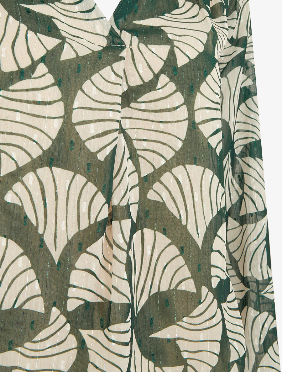 Top irisé en voile imprimé fantaisie - Vert foncé - 3