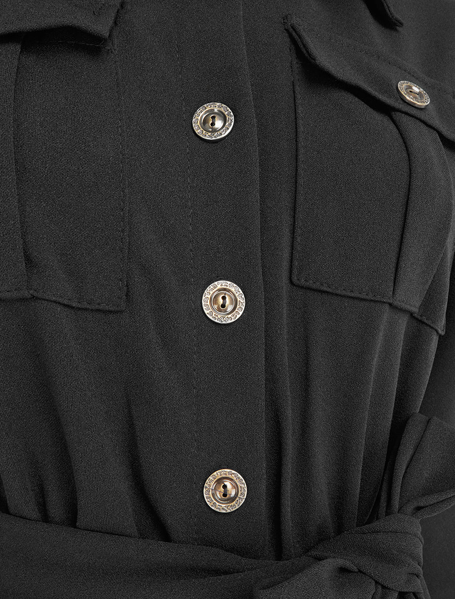 Combinaison unie à taille élastiquée - Noir - 3