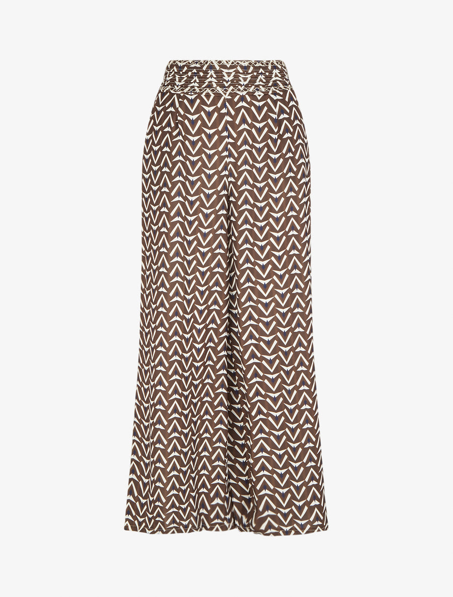 Pantalon ample imprimé géométrique - Marron - 1