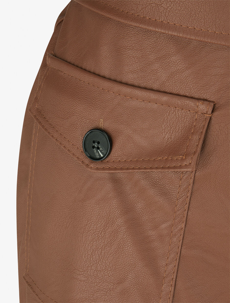 Jupe longue en simili effet portefeuille - Marron - 3
