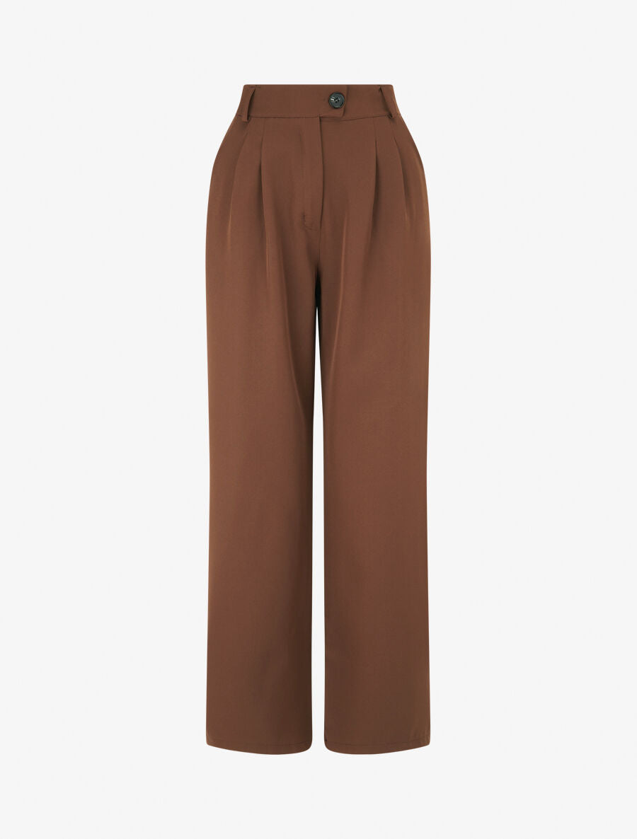 Pantalon tailleur ample - Marron - 4