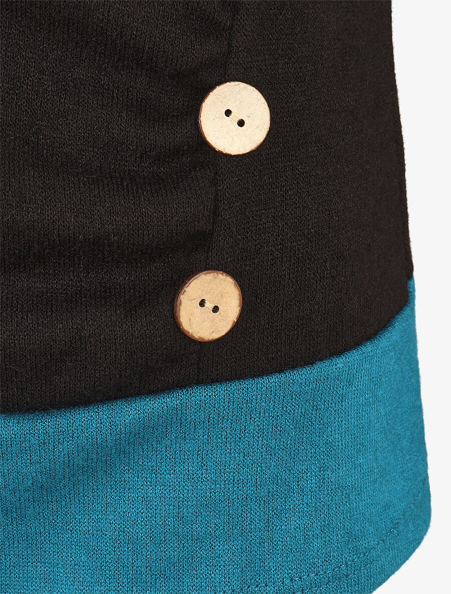 Pull fin effet superposé - Noir/bleu canard - 3