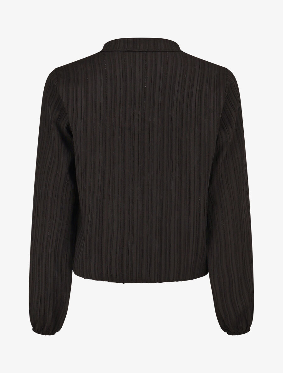 Blouse col V à plis - Noir - 2