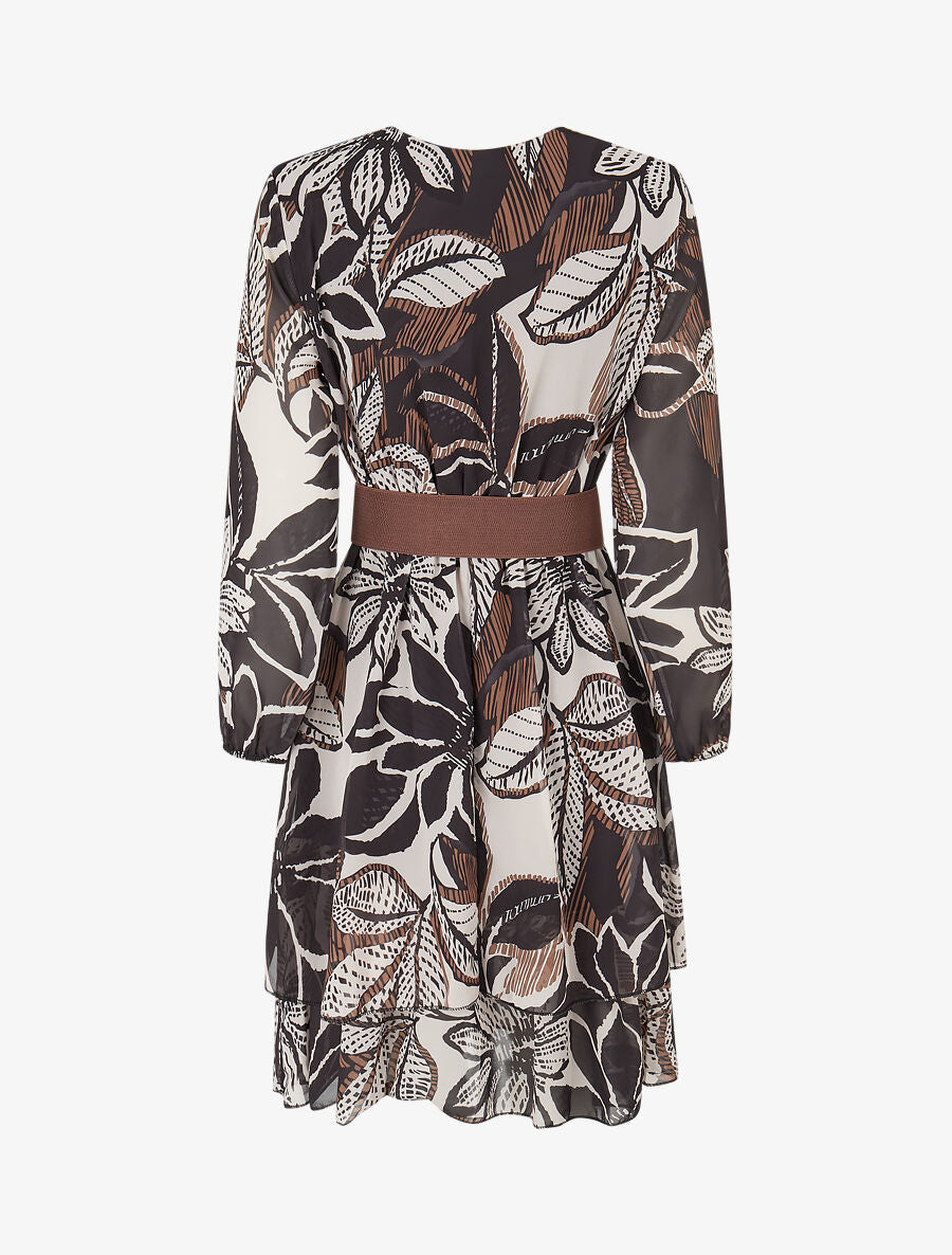 Robe à basque imprimé fleuri - Noir - 2