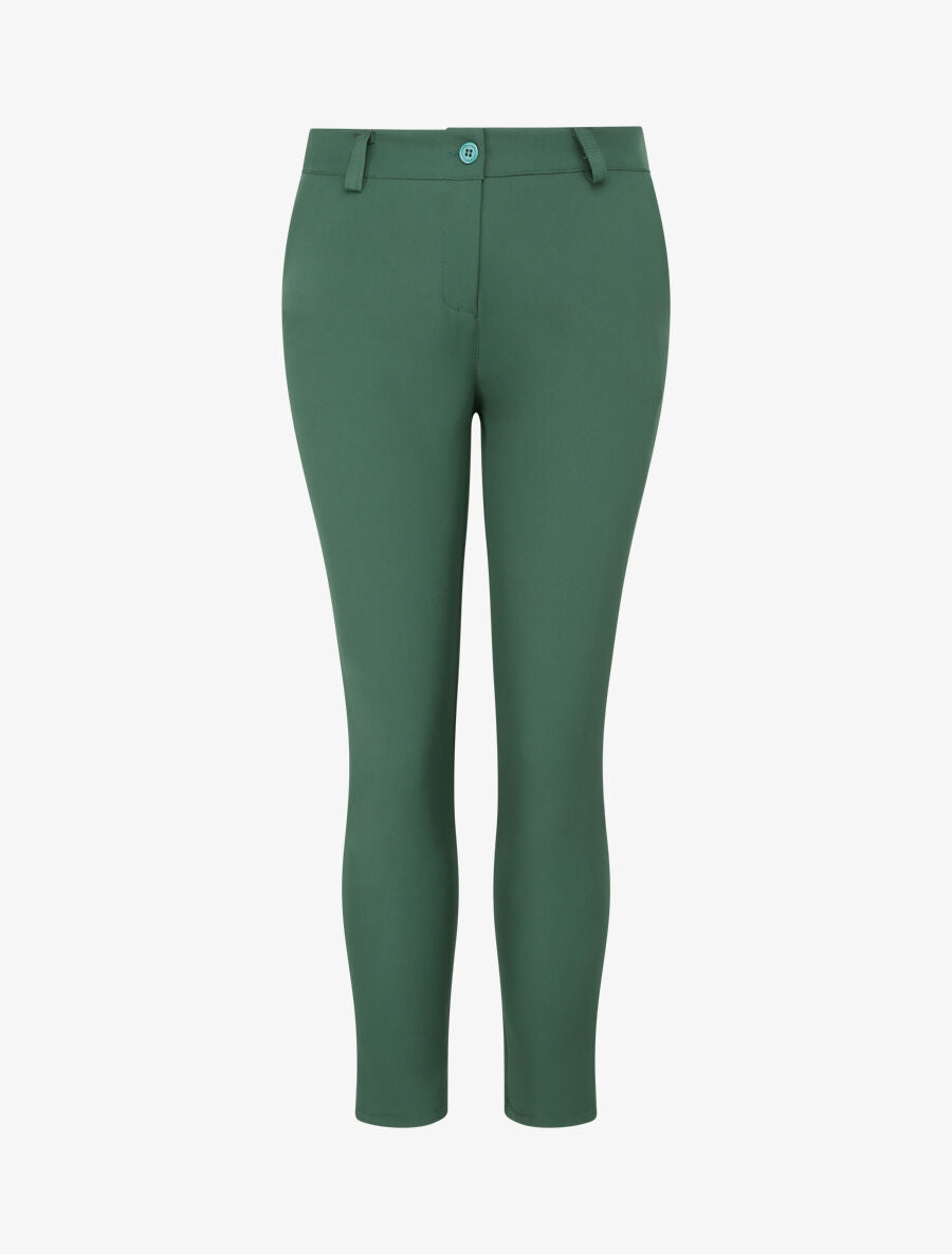 Pantalon slim 7/8 taille standard - Vert foncé - 1