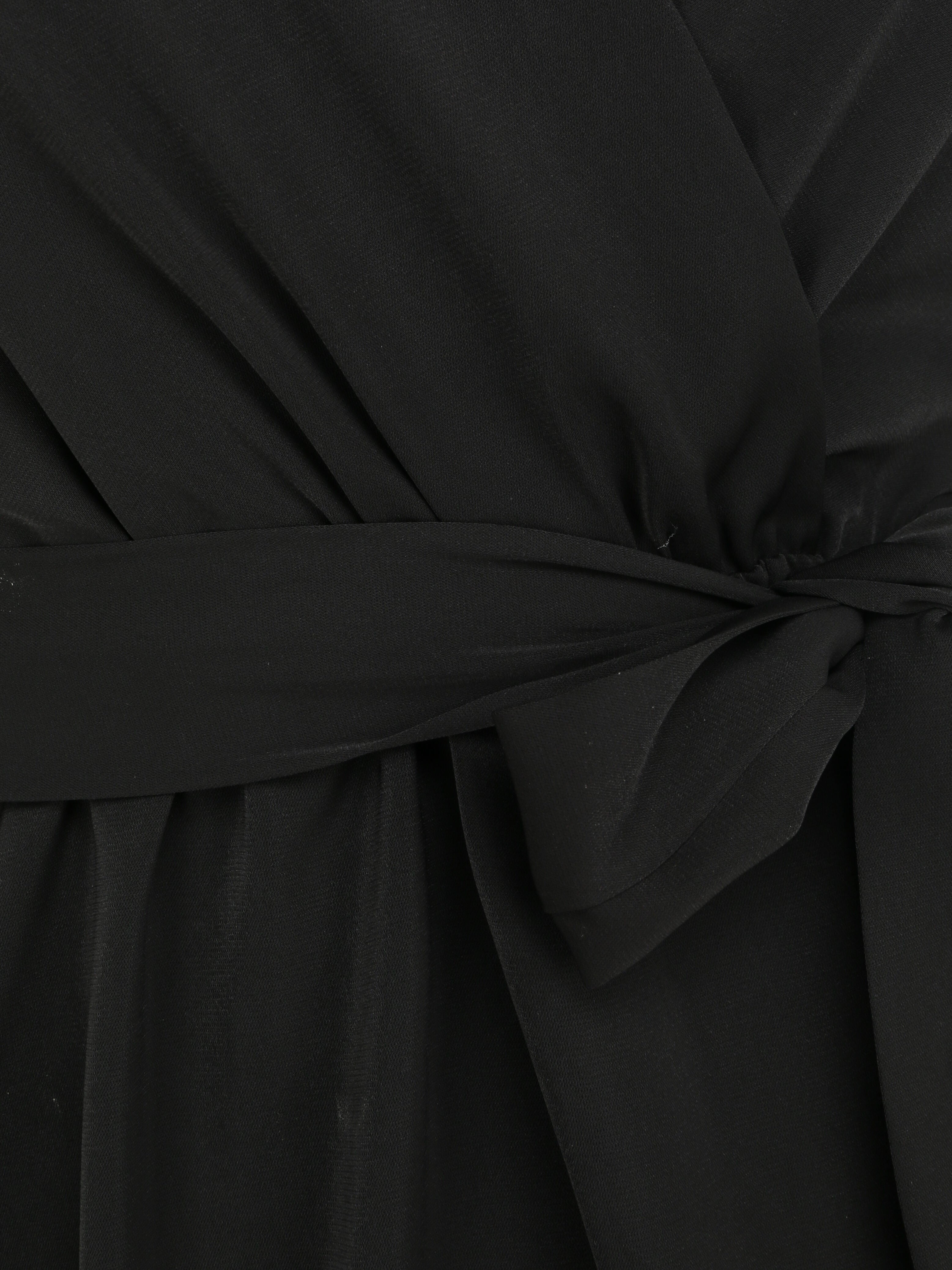 Robe patineuse courte à manches courtes volantées - Noir - 3
