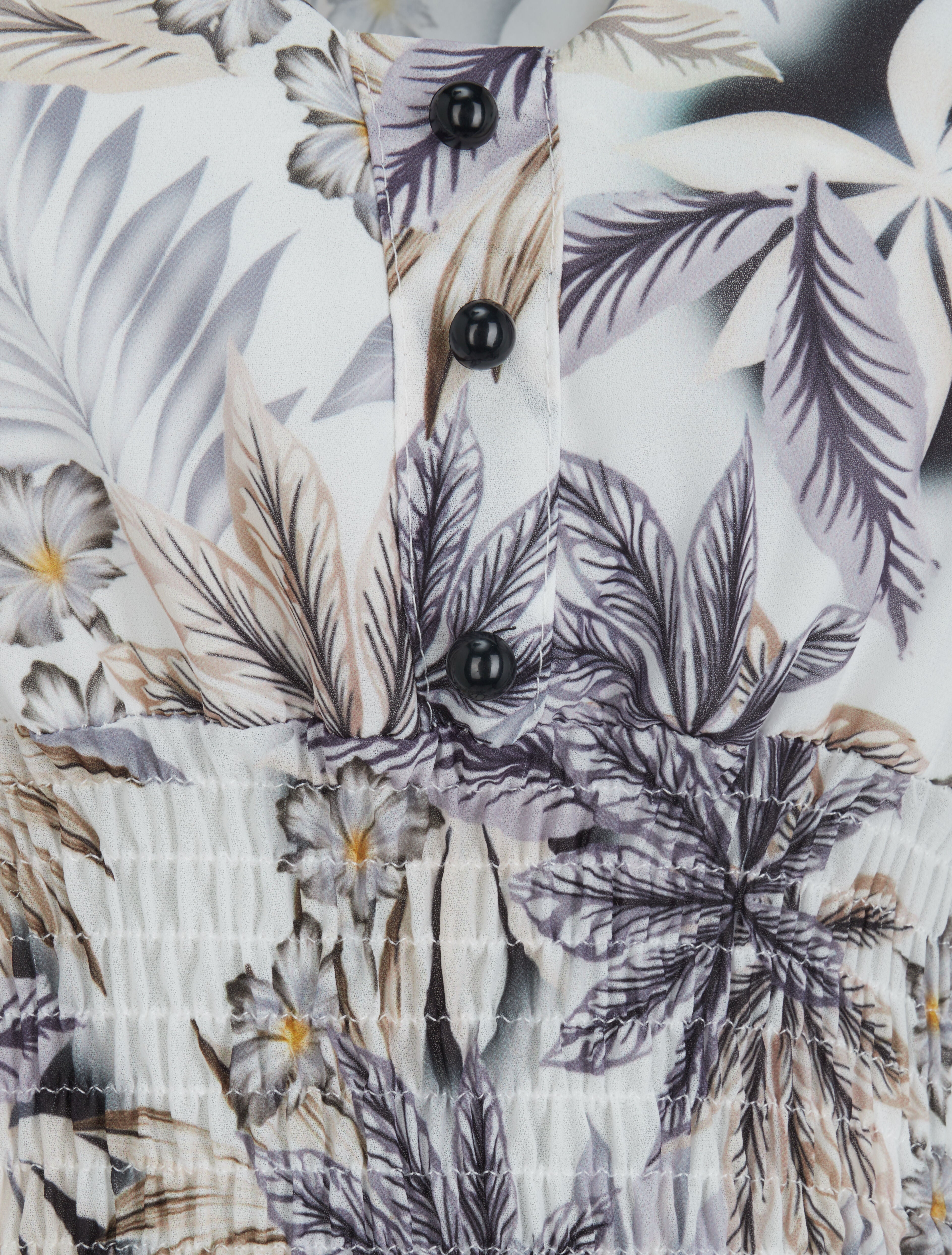 Top élastiqué imprimé tropical - Noir - 3