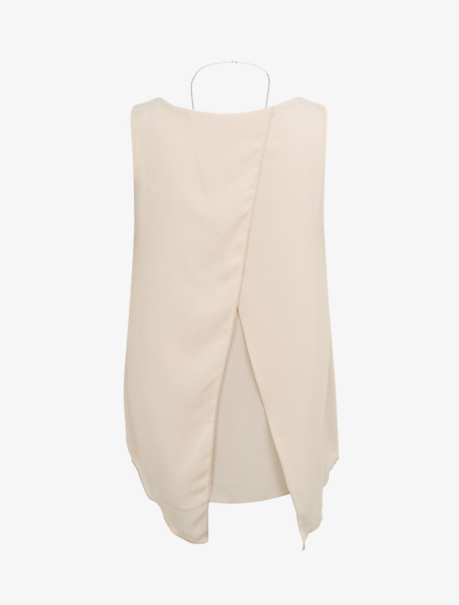Top en voile à dos fendu - Beige - 2