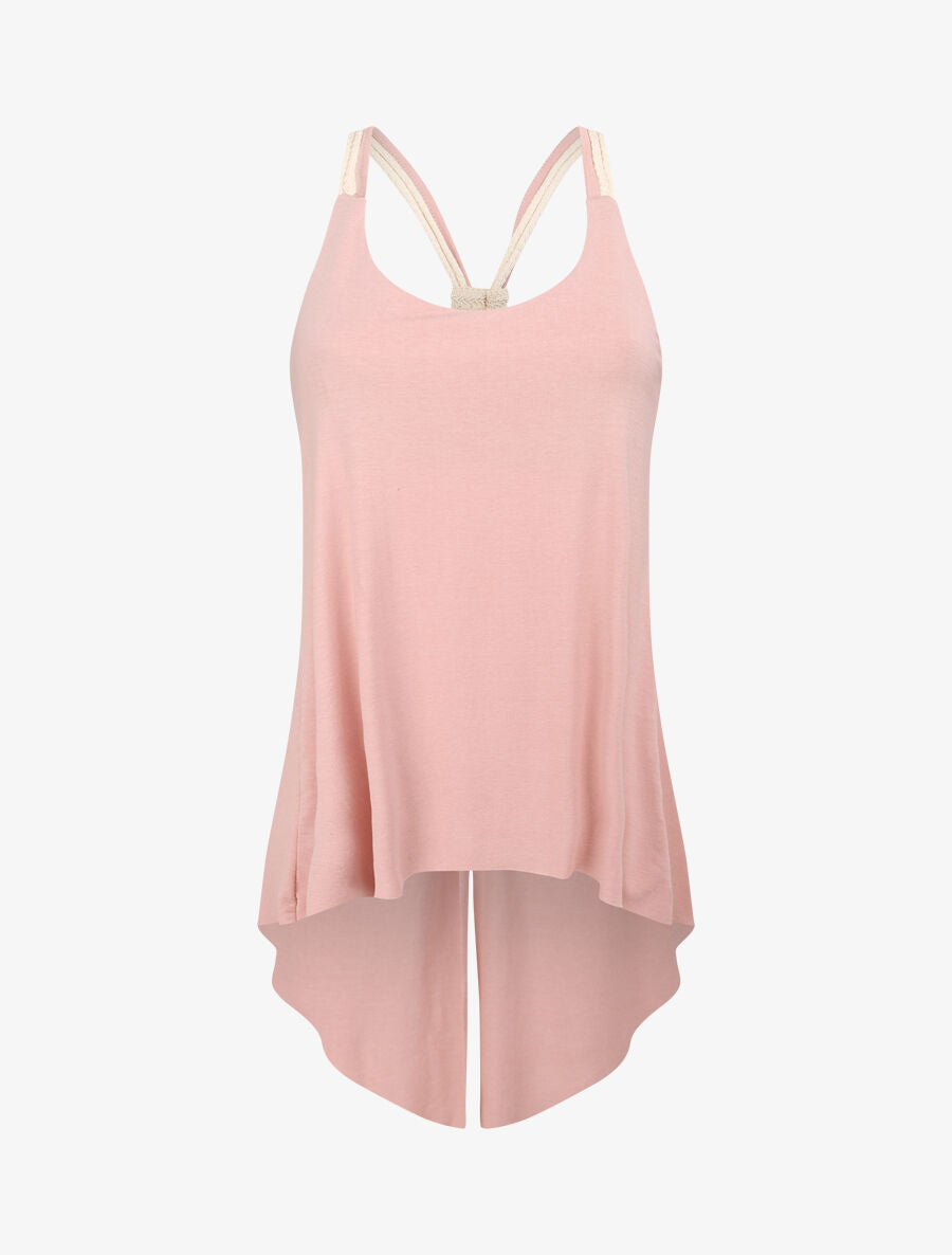 Top trapèze uni à bretelles style corde - Rose poudré - 4
