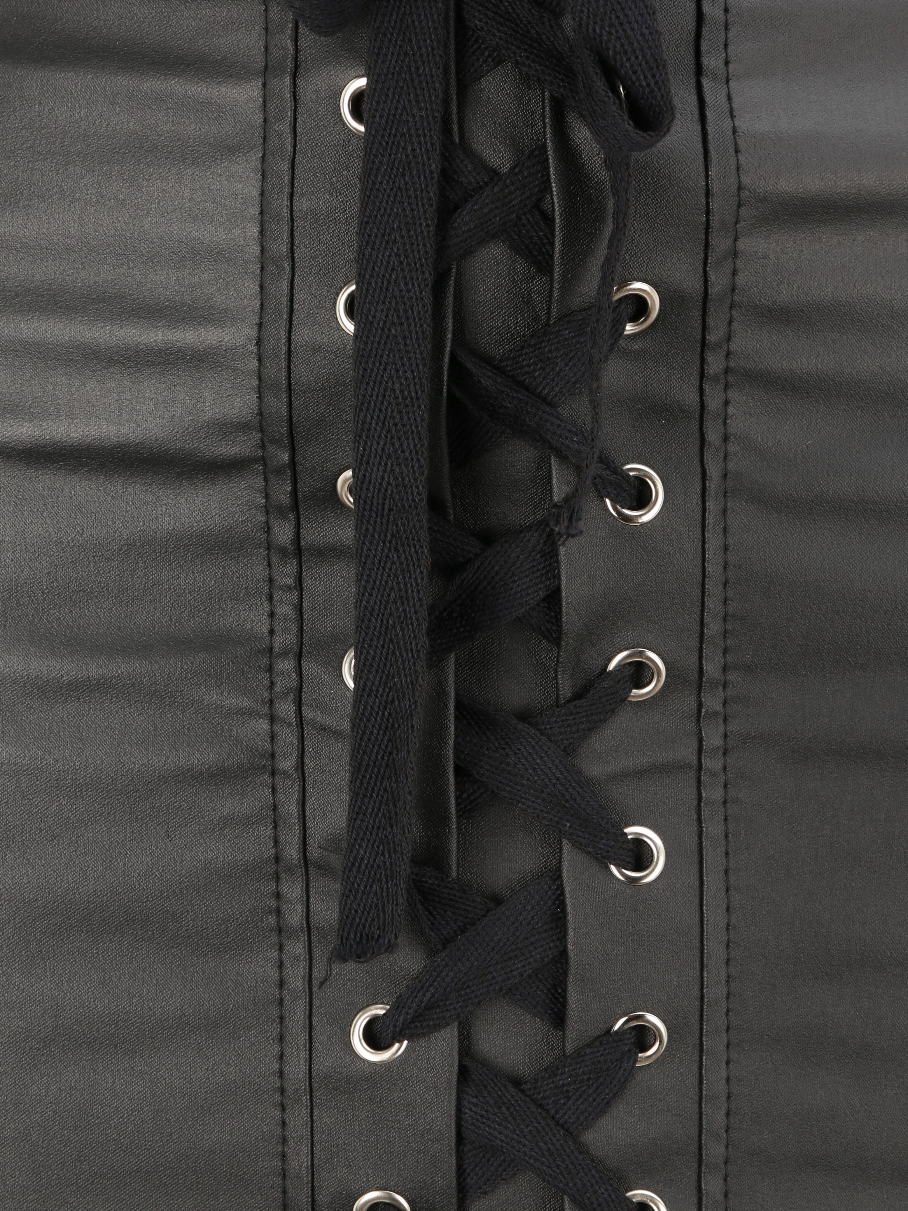 Jupe en simili à lacets - Noir - 3