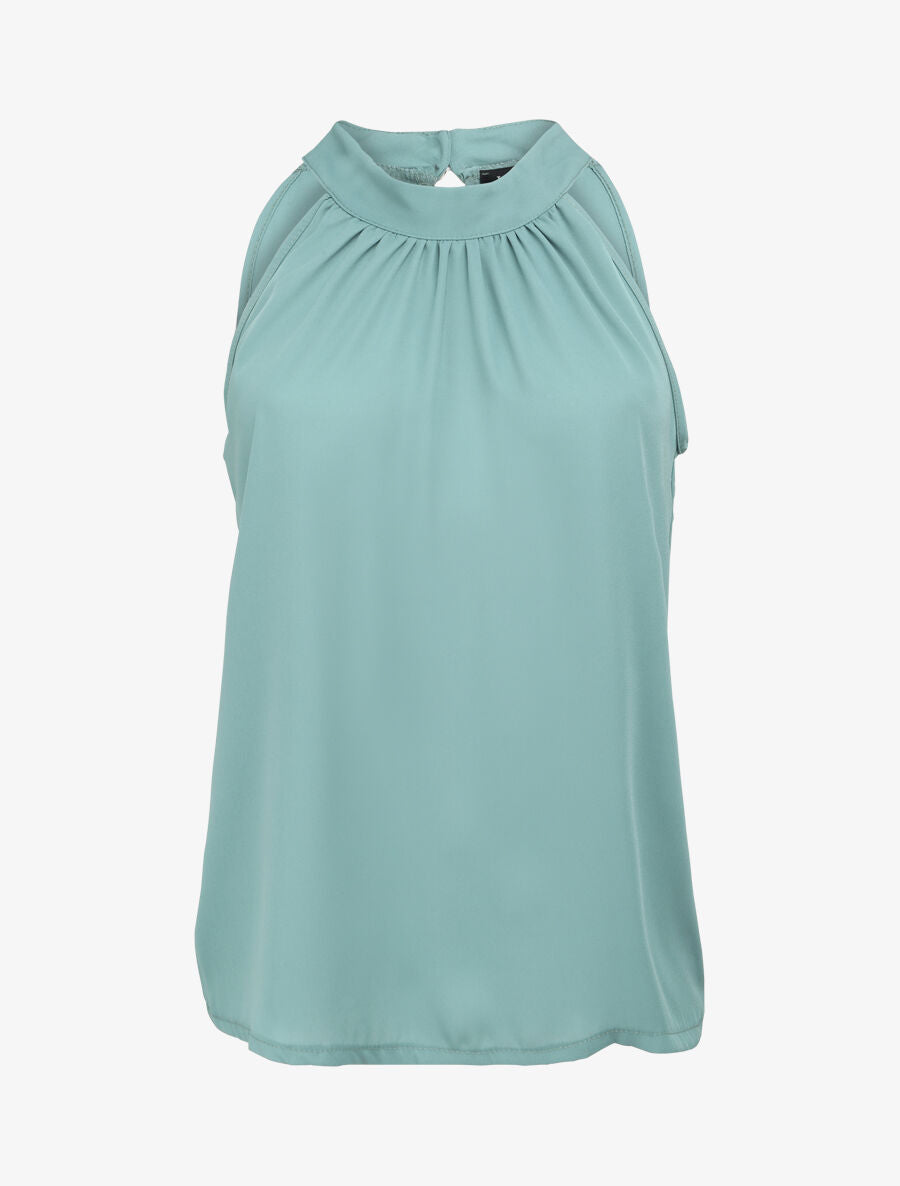 Top droit uni à col américain - Bleu clair - 4