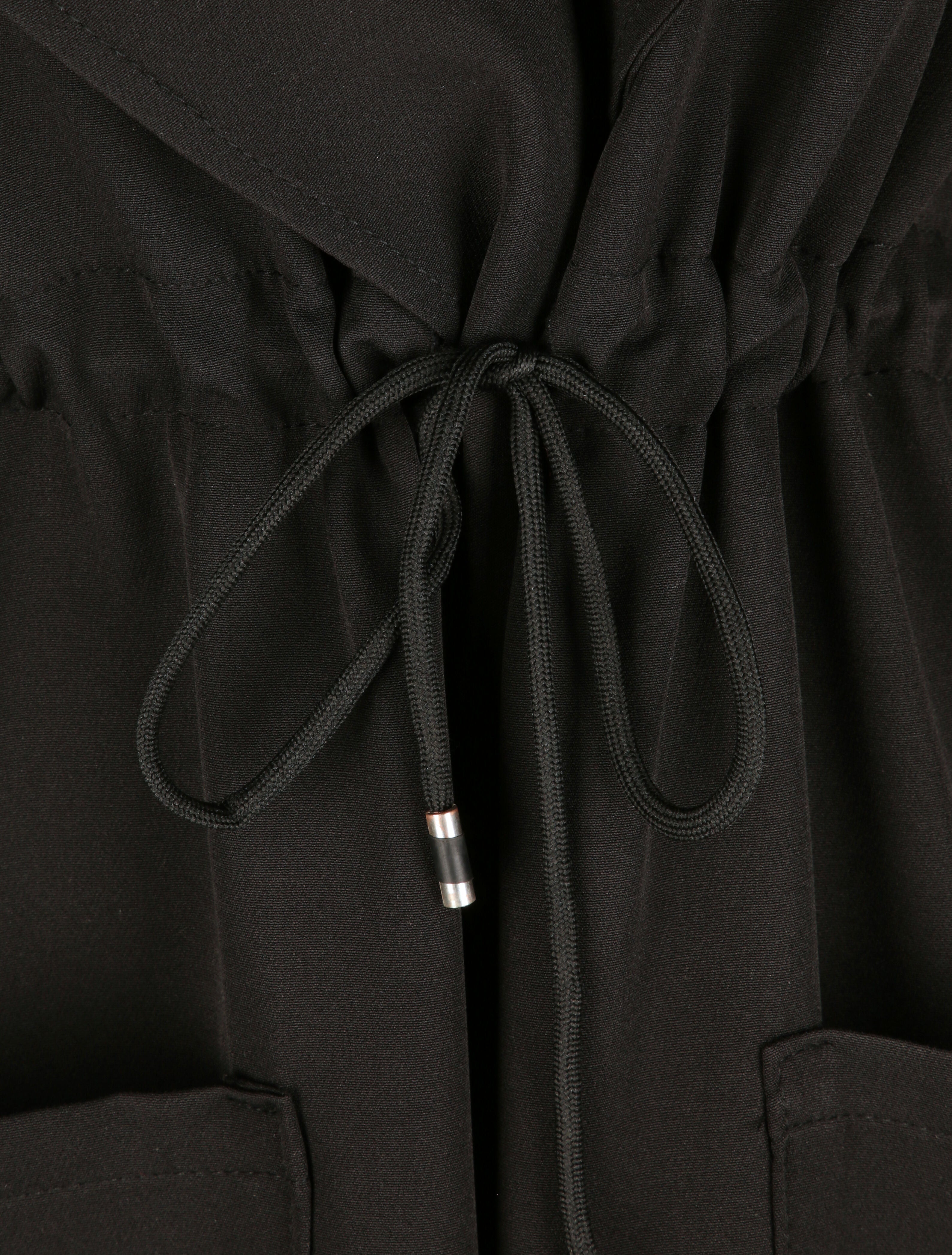 Veste longue droite à col cranté - Noir - 4