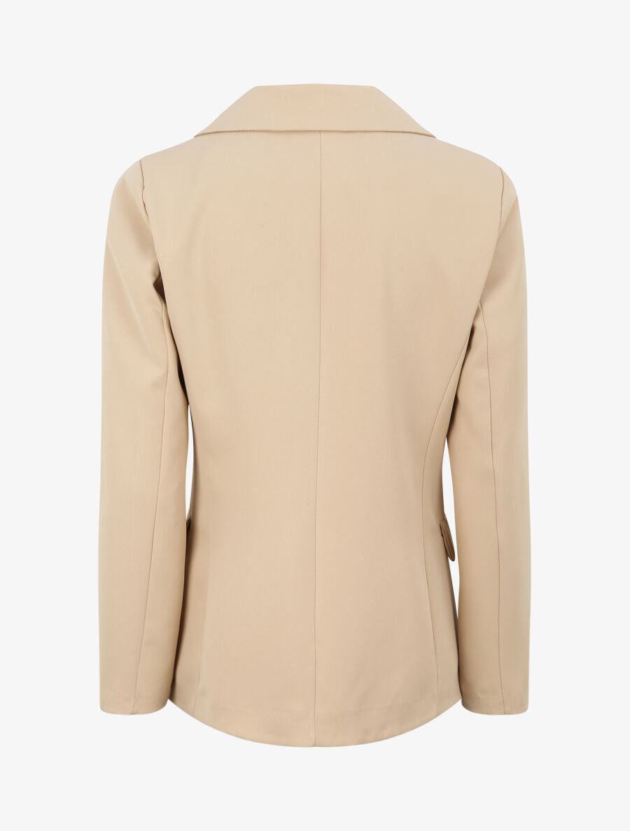 Blazer long croisé à boutons stylisés - Beige - 2