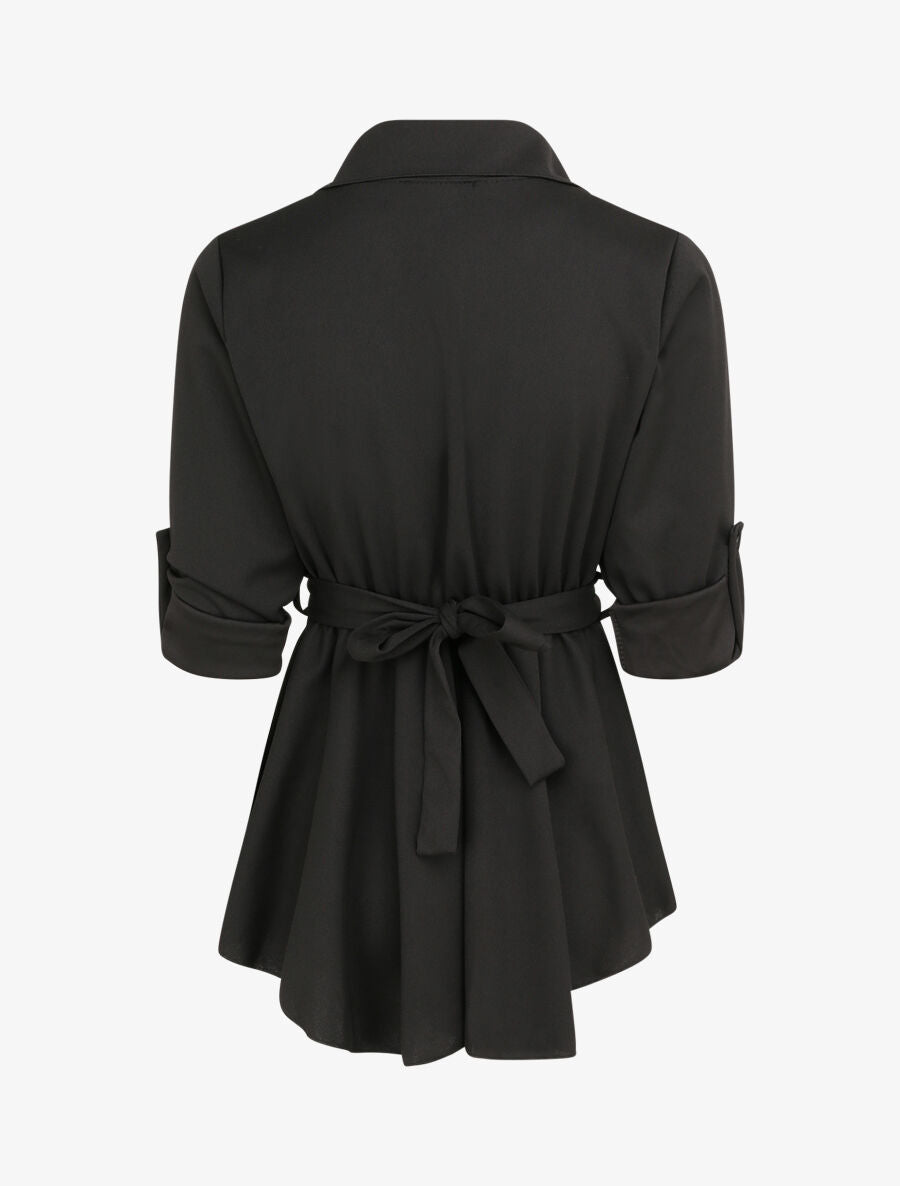 Top style chemise à taille cintrée - Noir - 2