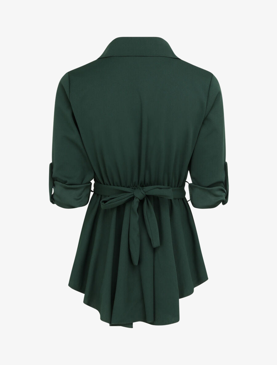 Top style chemise à taille cintrée - Vert sapin - 2