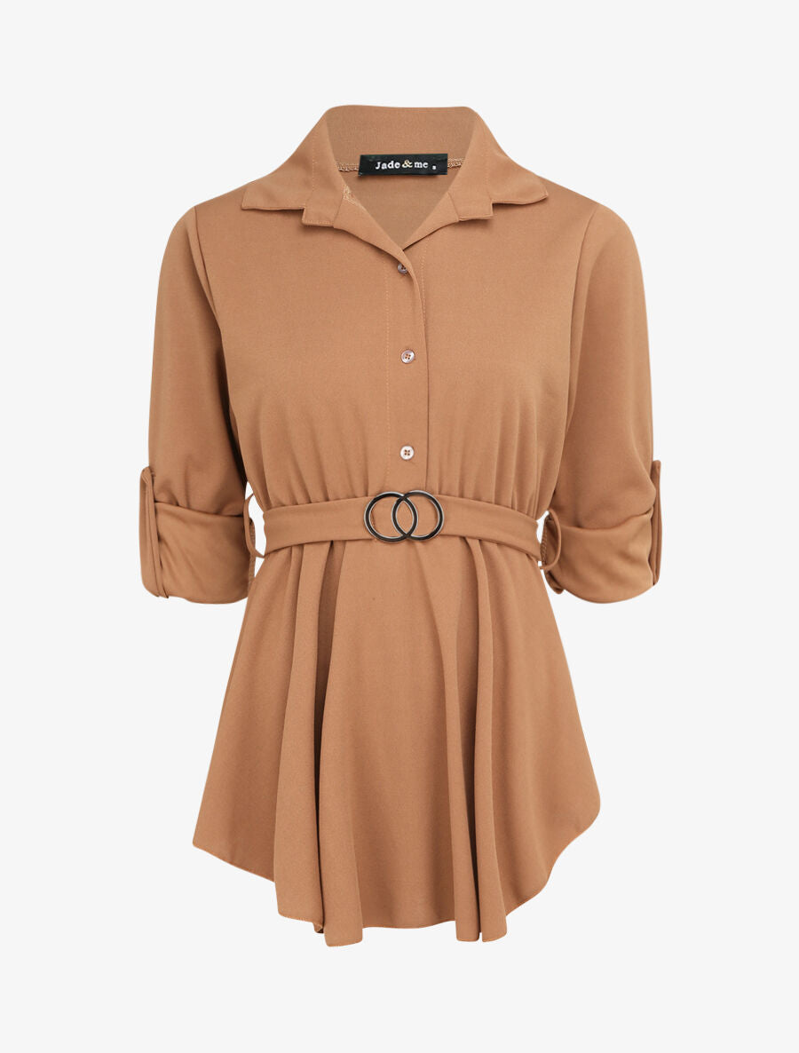 Top style chemise à taille cintrée - Camel - 1